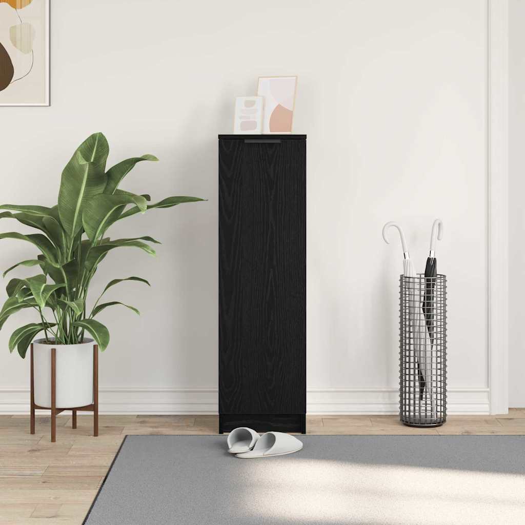 Mobile per scarpe con porta Rovere Nero 29,5 x 35 x 101 cm