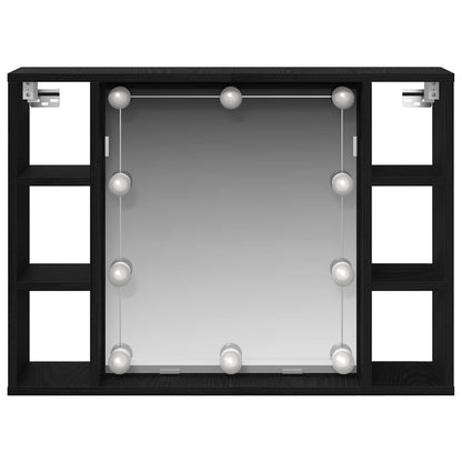 Mobiletto per specchio con specchio Rovere Nero 76 x 15 x 55 cm