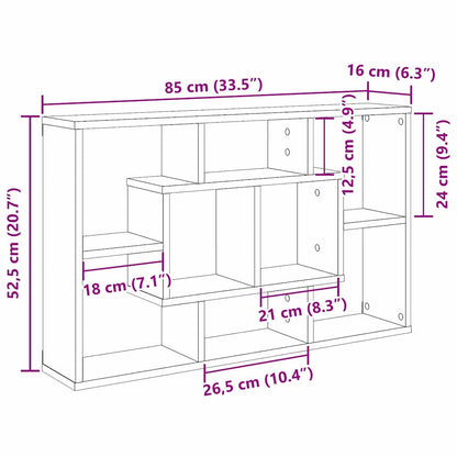 Scaffale da parete Rovere Nero 85 x 16 x 52,5 cm