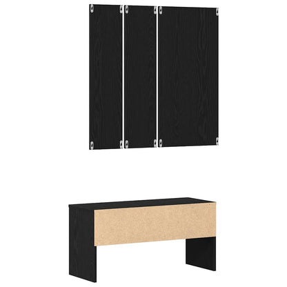 Set mobili da ingresso 4 pcs Rovere Nero Legno multistrato