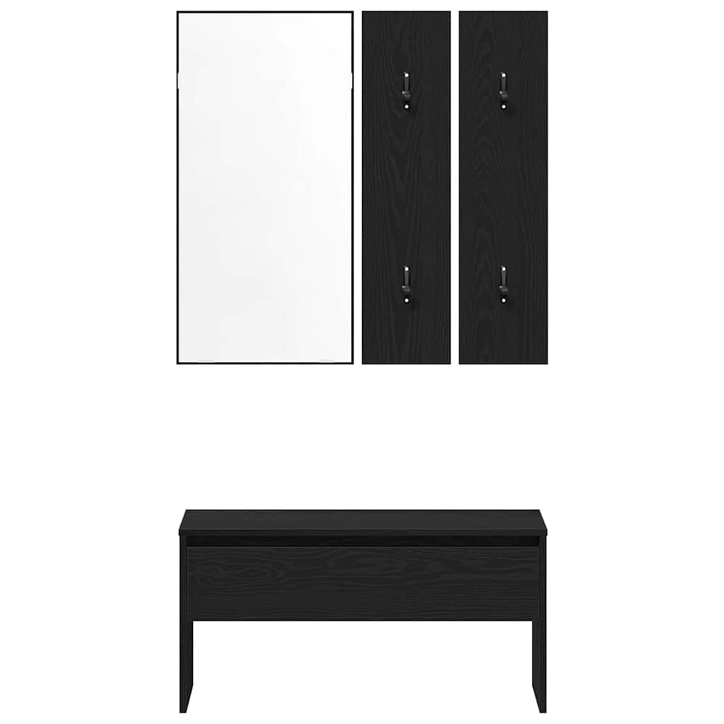 Set mobili da ingresso 4 pcs Rovere Nero Legno multistrato