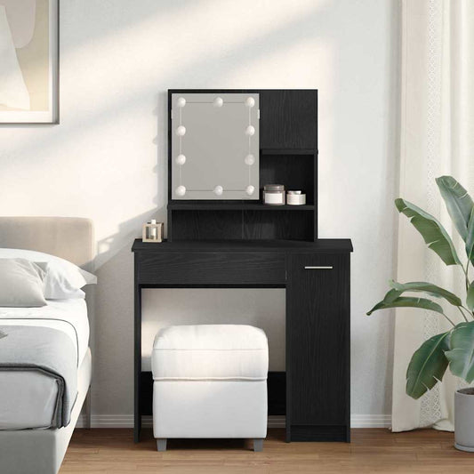 Tavolo da Trucco con cassetto Rovere Nero 86,5 x 35 x 136 cm