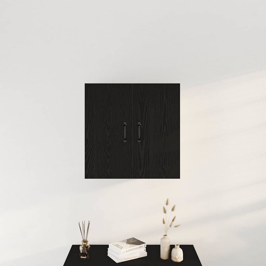 Mobiletto da Parete Rovere Nero 60x31x60 cm in Legno Massello