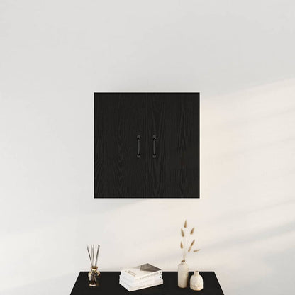 Mobiletto da Parete Rovere Nero 60x31x60 cm in Legno Massello