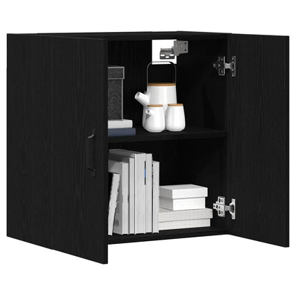 Mobiletto da Parete Rovere Nero 60x31x60 cm in Legno Massello