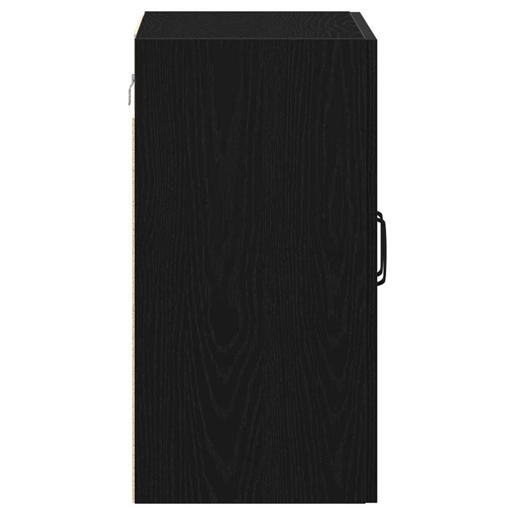 Mobiletto da Parete Rovere Nero 60x31x60 cm in Legno Massello