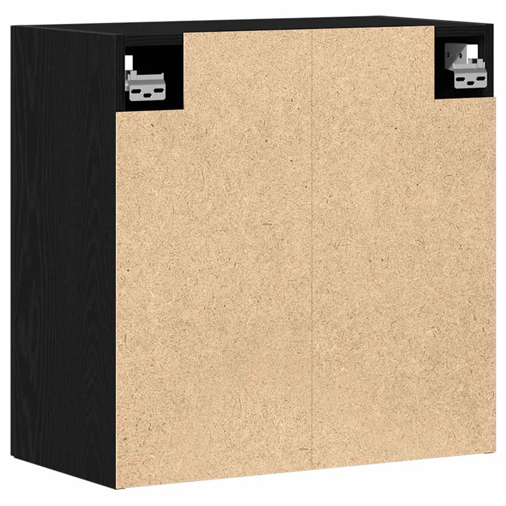 Mobiletto da Parete Rovere Nero 60x31x60 cm in Legno Massello