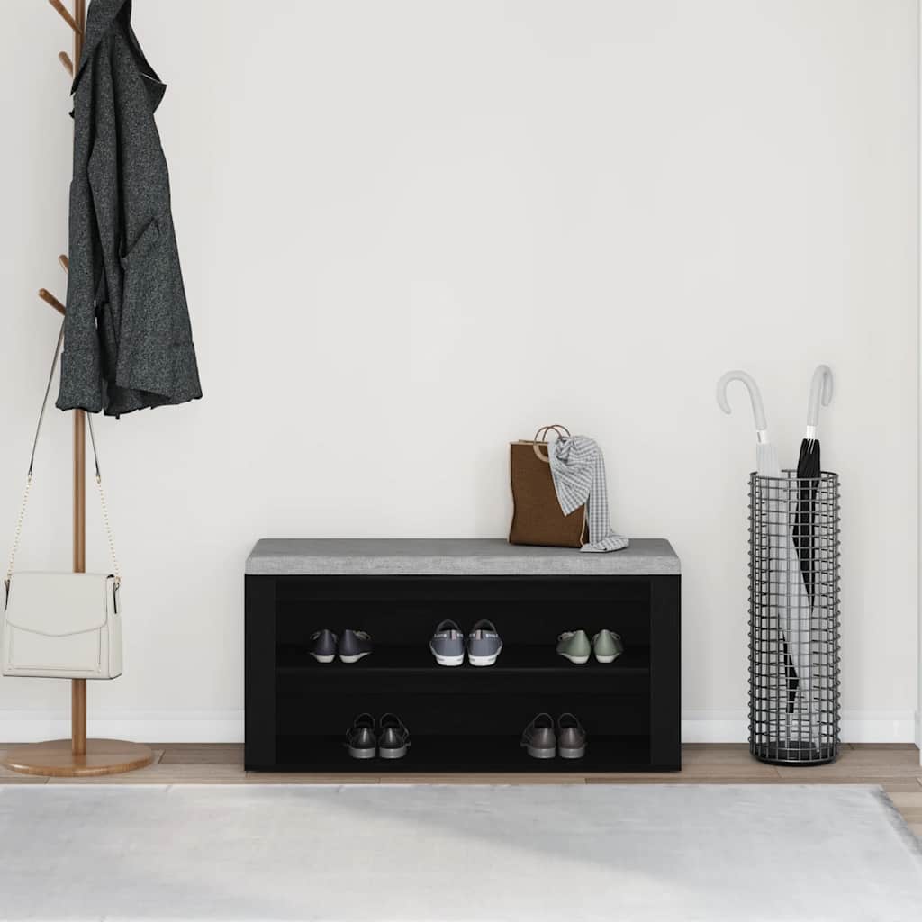 Panca Scarpiera Rovere Nero 100x35x45 cm in Legno di Argilla - homemem39