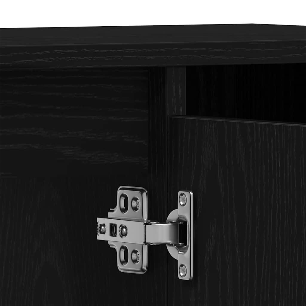 Mobiletto per Lavabo Rovere Nero 80x33x60 cm in Legno Massello