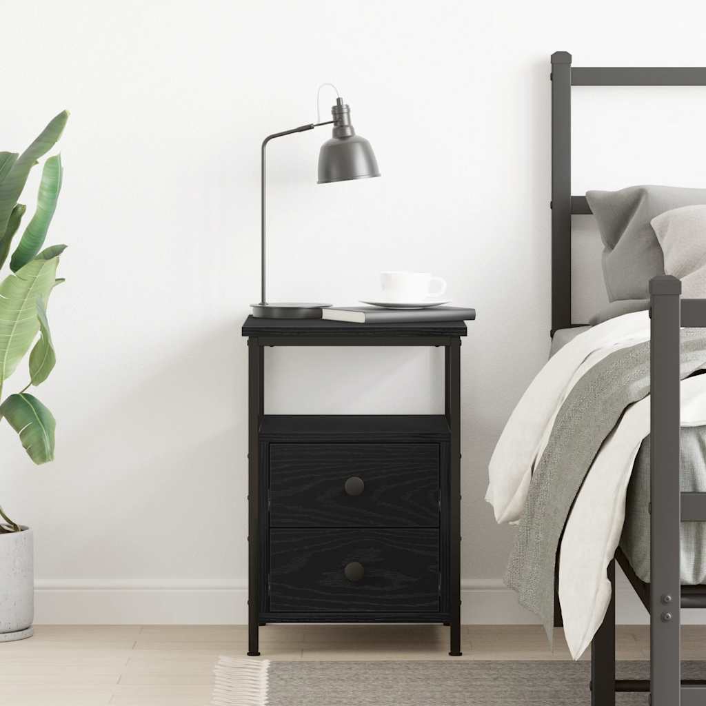 Comodino Rovere Nero 34x35,5x50 cm in Legno Multistrato - homemem39