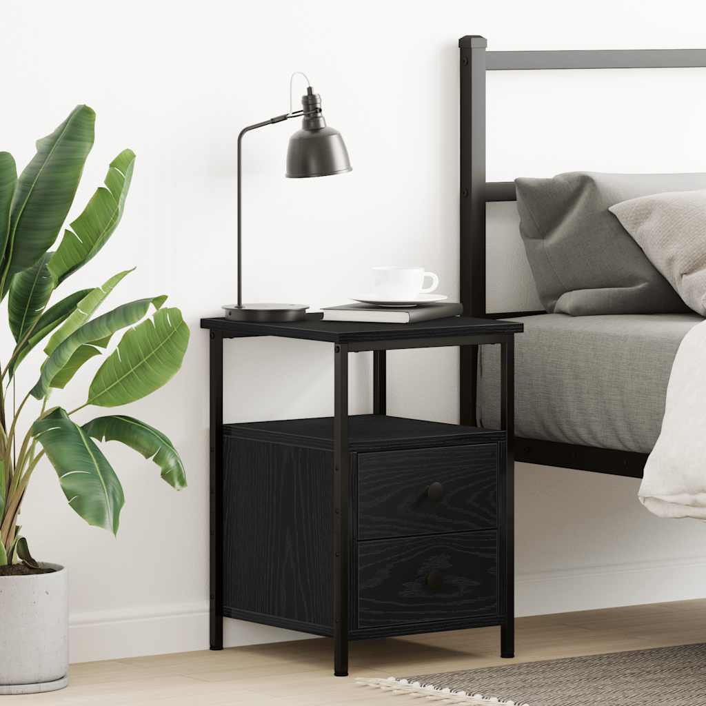 Comodino Rovere Nero 34x35,5x50 cm in Legno Multistrato - homemem39