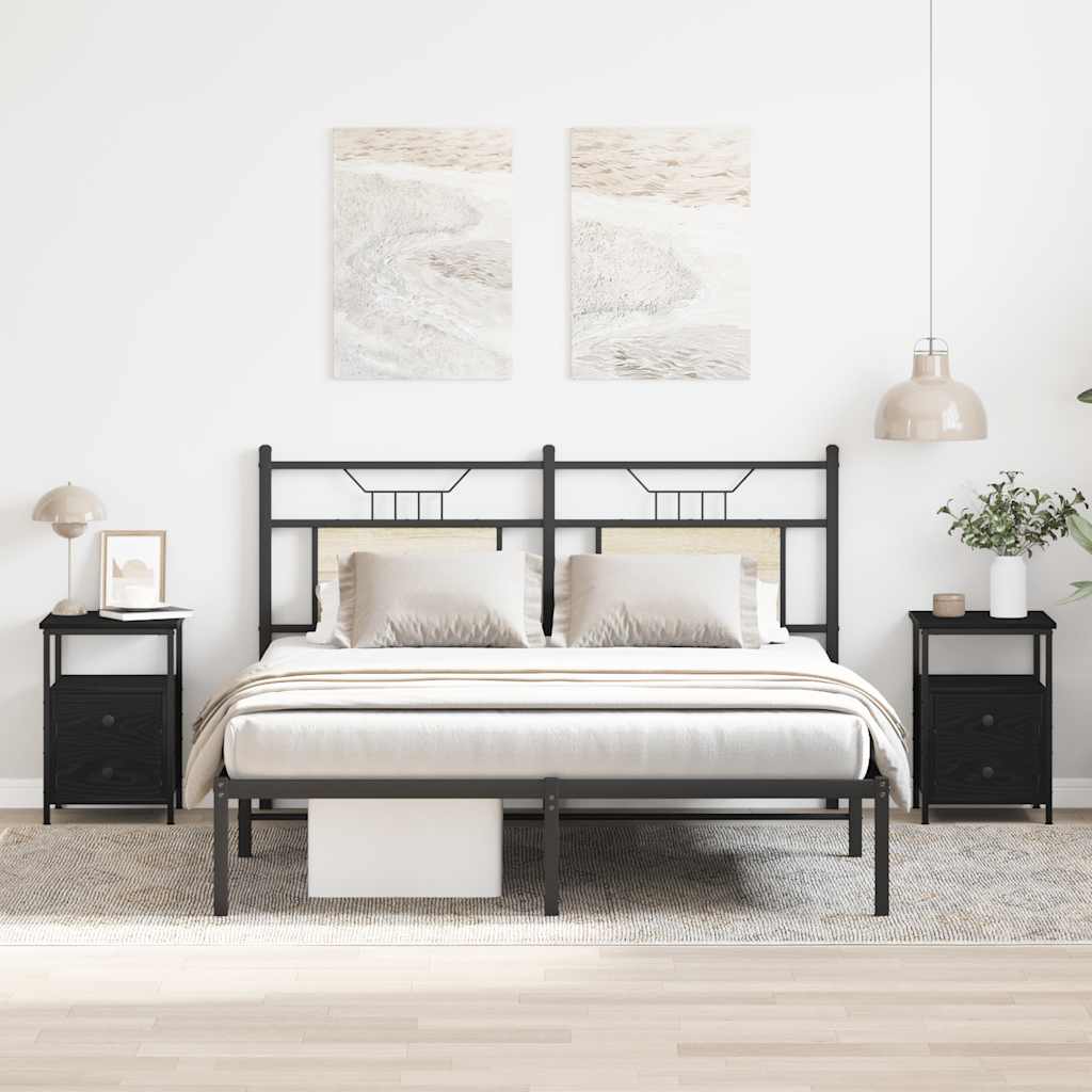 Comodini 2 pz Rovere Nero 34x35,5x50 cm Legno di Argilla - homemem39