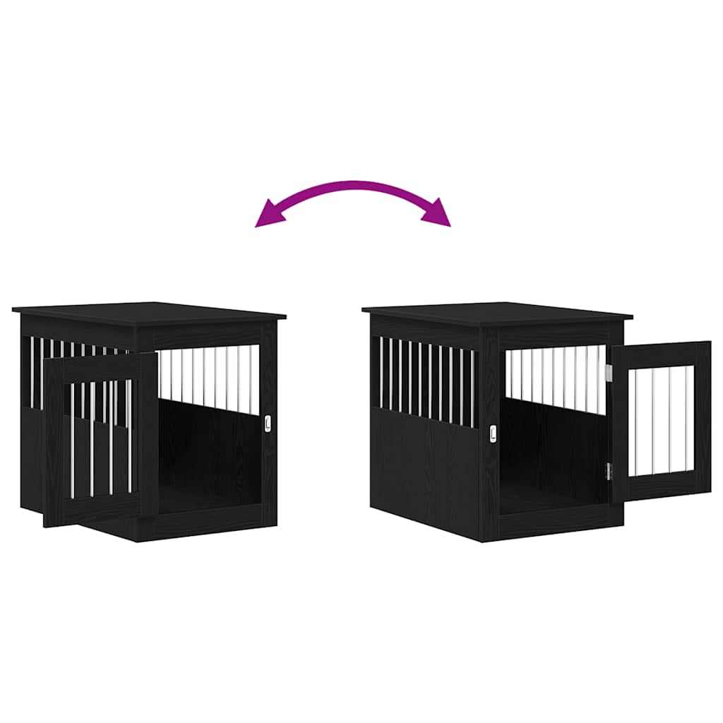 Mobile per cuccia per cani Rovere Nero 55x75x65 cm in legno ingegnerizzato