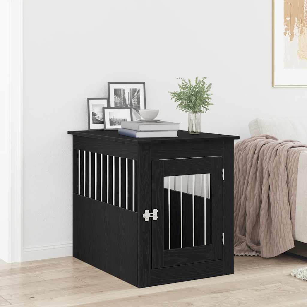 Mobile per cuccia per cani Rovere Nero 55x75x65 cm in legno ingegnerizzato