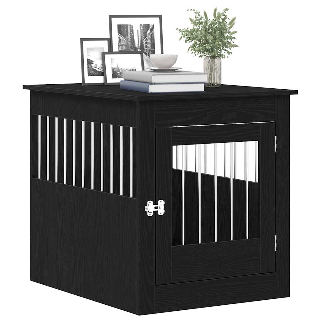 Mobile per cuccia per cani Rovere Nero 64,5x80x71 cm in legno ingegnerizzato