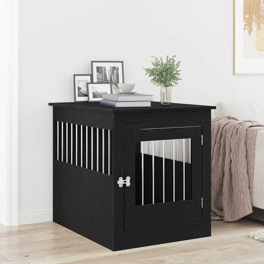 Mobile per cuccia per cani Rovere Nero 64,5x80x71 cm in legno ingegnerizzato
