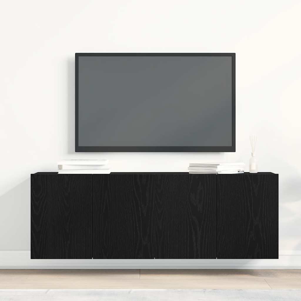 Mobili Porta TV 2 pz Rovere Nero 120x30x41 cm Legno di Argilla