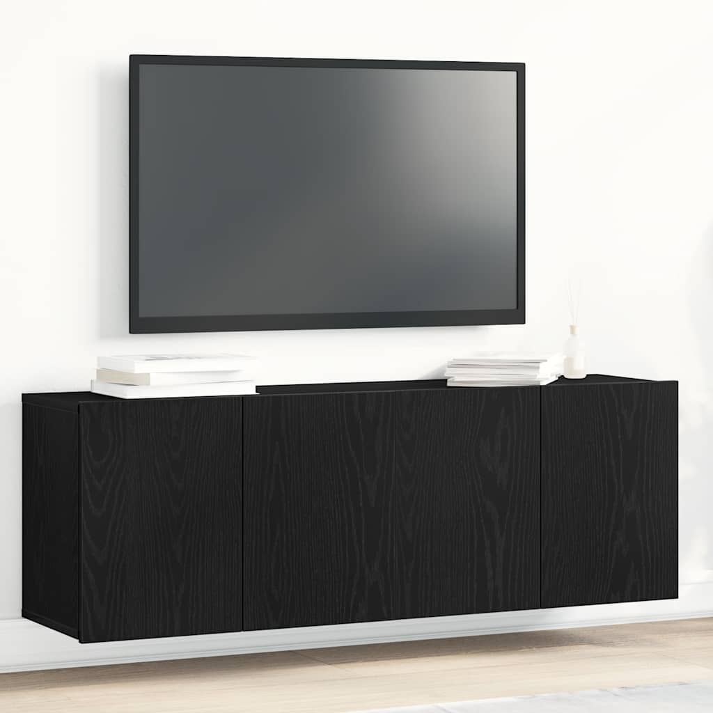 Mobili Porta TV 2 pz Rovere Nero 120x30x41 cm Legno di Argilla