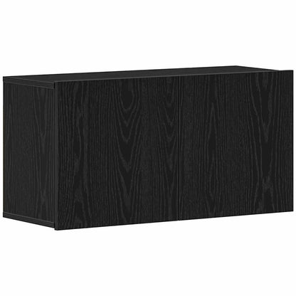 Mobile TV Rovere Nero 80x30x41 cm in Legno Massello
