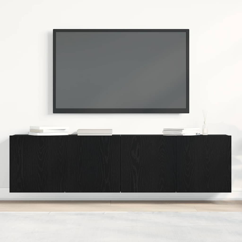 Mobili Porta TV 2 pz Rovere Nero 160x30x41 cm Legno Assicellare