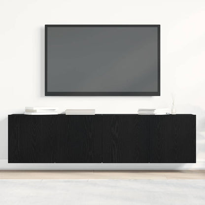 Mobili Porta TV 2 pz Rovere Nero 160x30x41 cm Legno Assicellare
