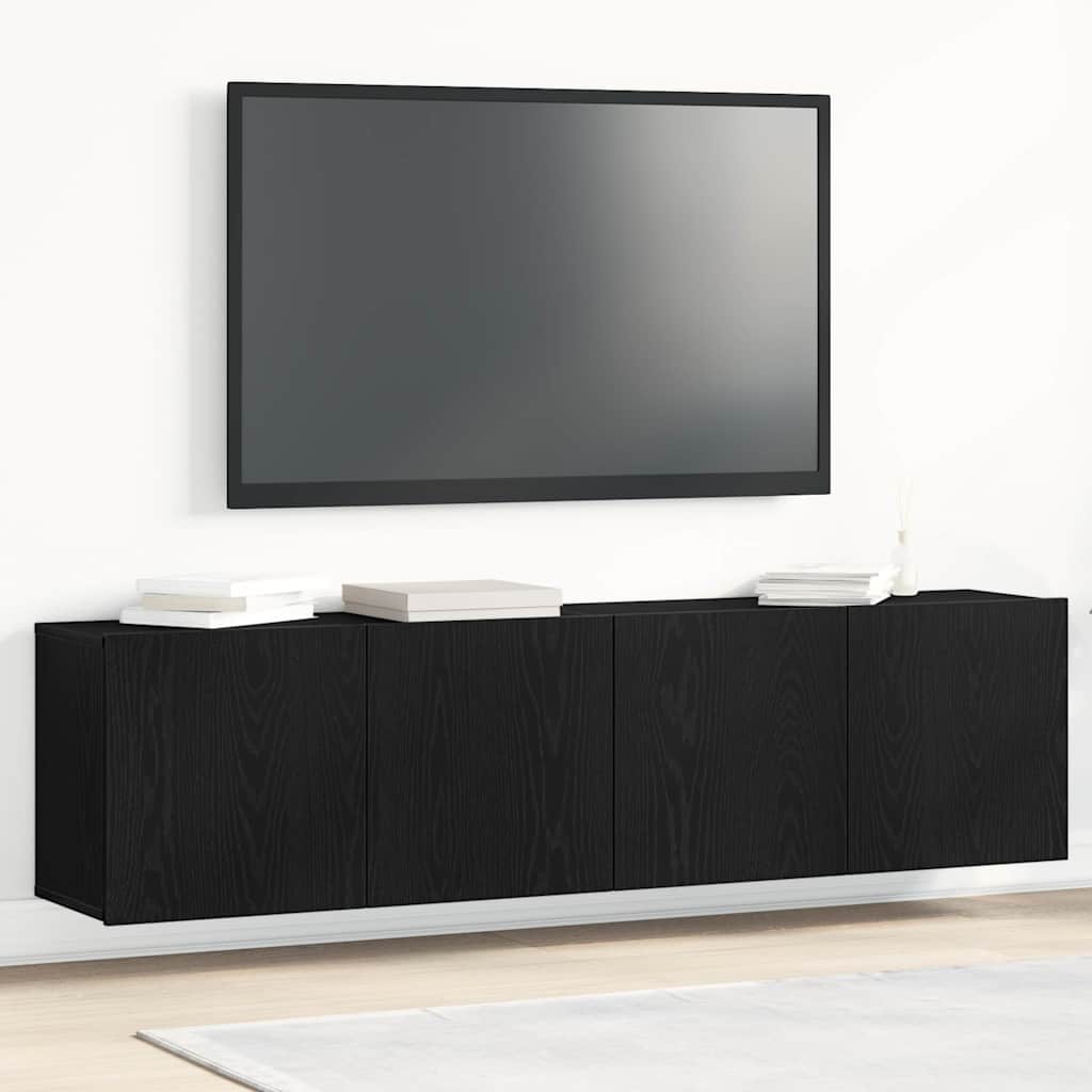 Mobili Porta TV 2 pz Rovere Nero 160x30x41 cm Legno Assicellare