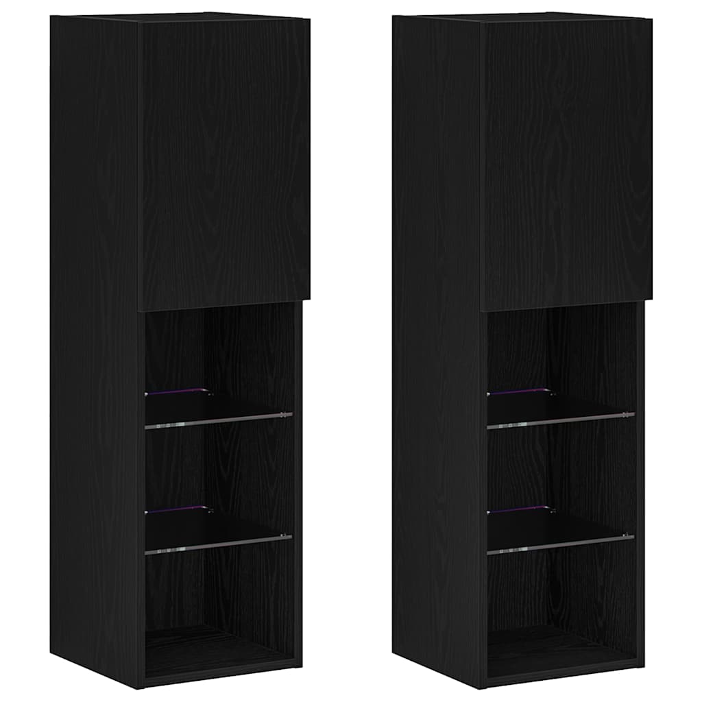 Mobile TV 2 pcs Nero 30,5 x 30 x 102 cm Legno multistrato