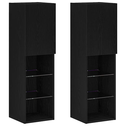 Mobile TV 2 pcs Nero 30,5 x 30 x 102 cm Legno multistrato