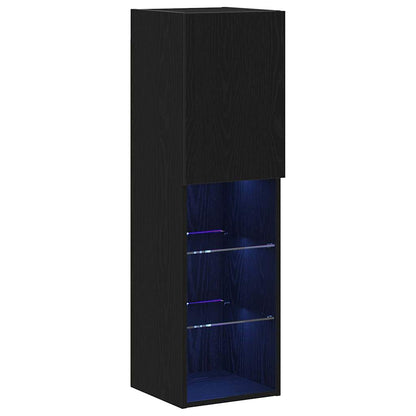 Set mobile TV con LED 2 pcs Rovere Nero 30,5 x 30 x 102 cm