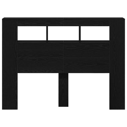 Testiera LED con lo scaffale Rovere nero 140 x 18.5 x 103.5 cm