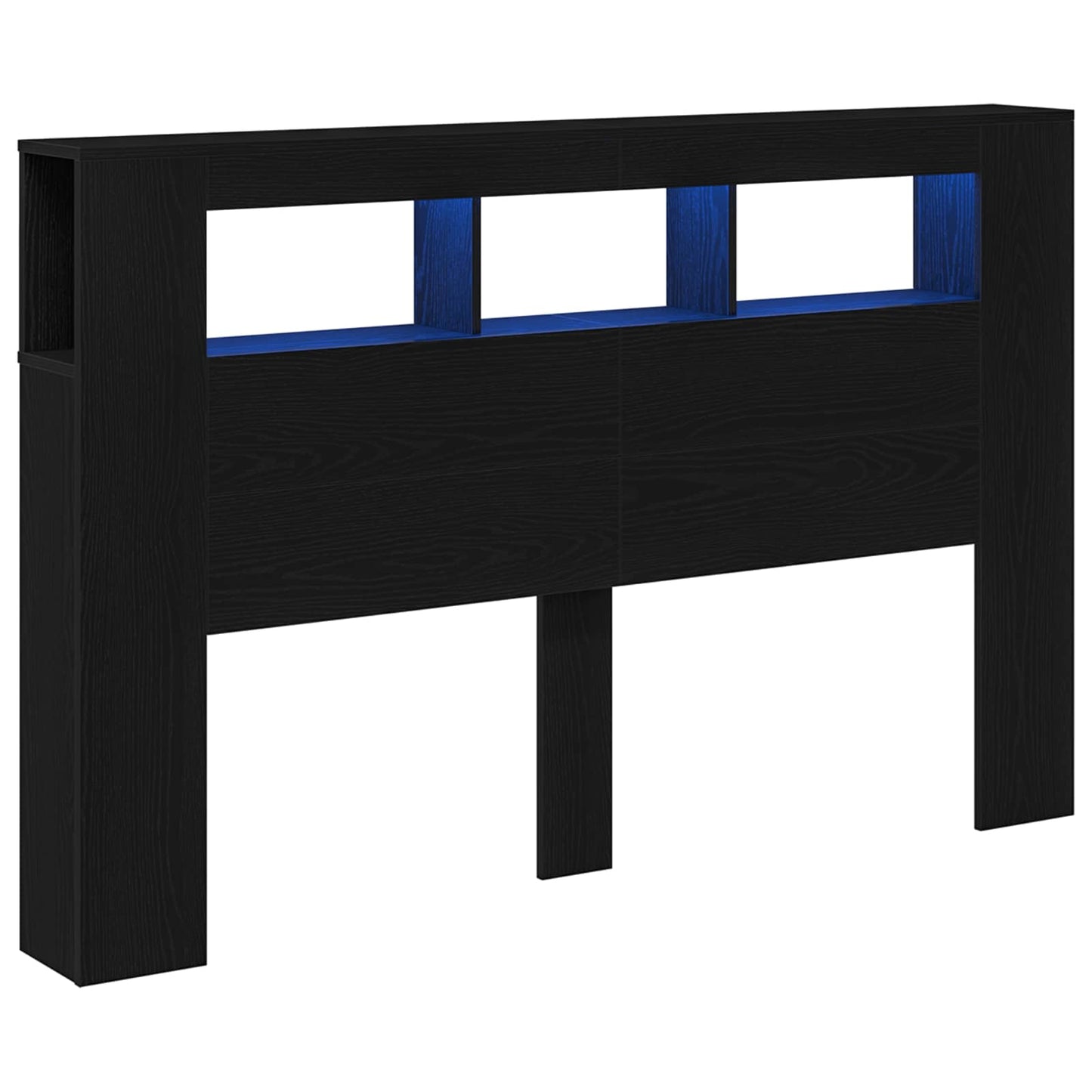 Testiera LED con strisce LED Rovere Nero 160 x 18,5 x 103,5 cm