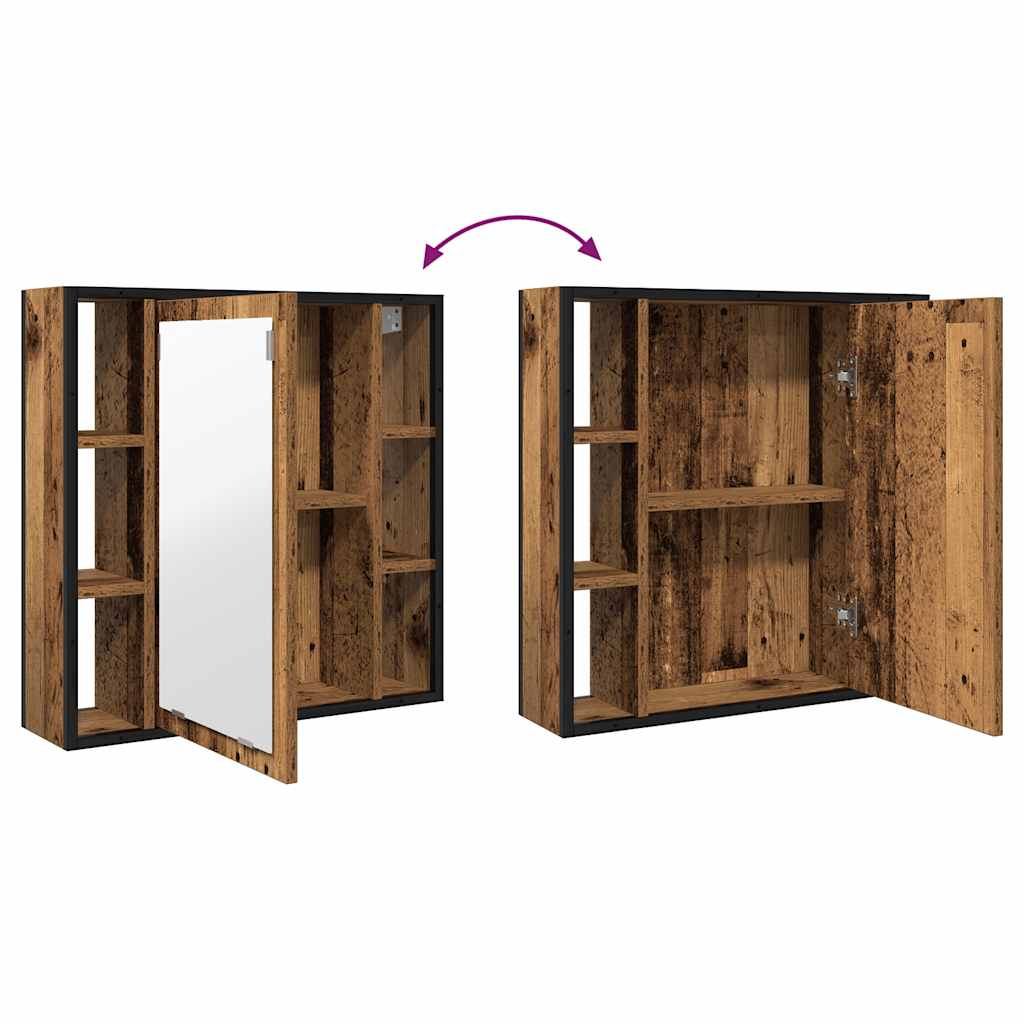 Mobile da Bagno con Specchio Legno Antico 60x16x60cm Truciolato | homemem39