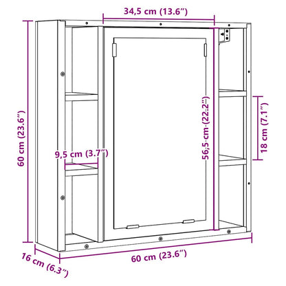 Mobile Bagno Specchio Rovere Artigianale 60x16x60 cm Truciolato | homemem39