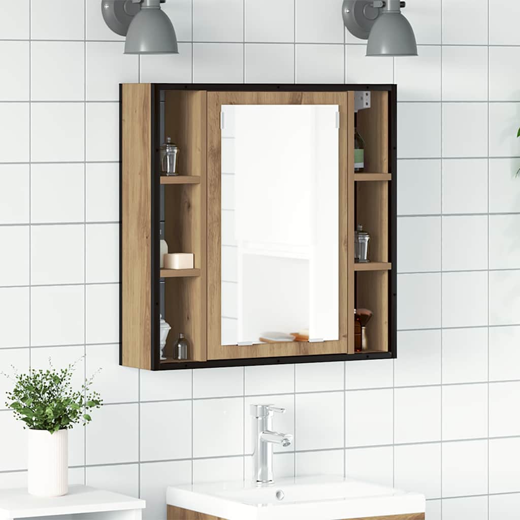 Mobile Bagno Specchio Rovere Artigianale 60x16x60 cm Truciolato | homemem39