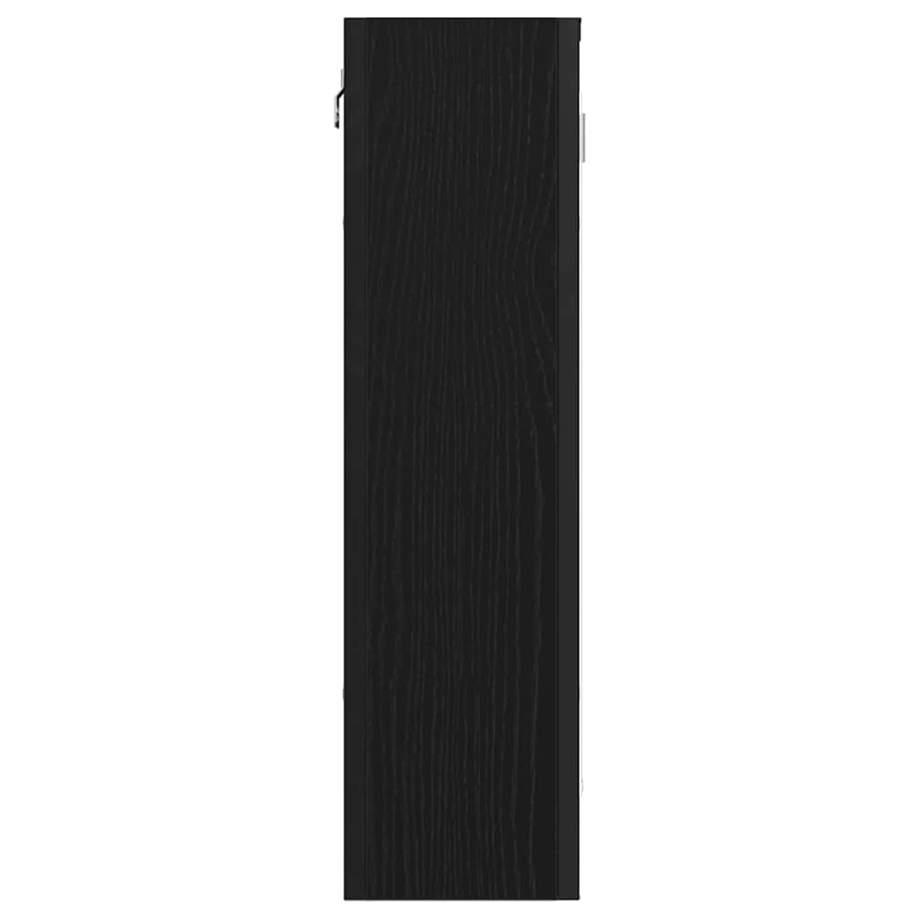 Mobiletto da bagno con specchio in rovere nero 60x16x60 cm in legno ingegnerizzato | homemem39