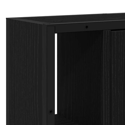 Mobiletto da bagno con specchio in rovere nero 60x16x60 cm