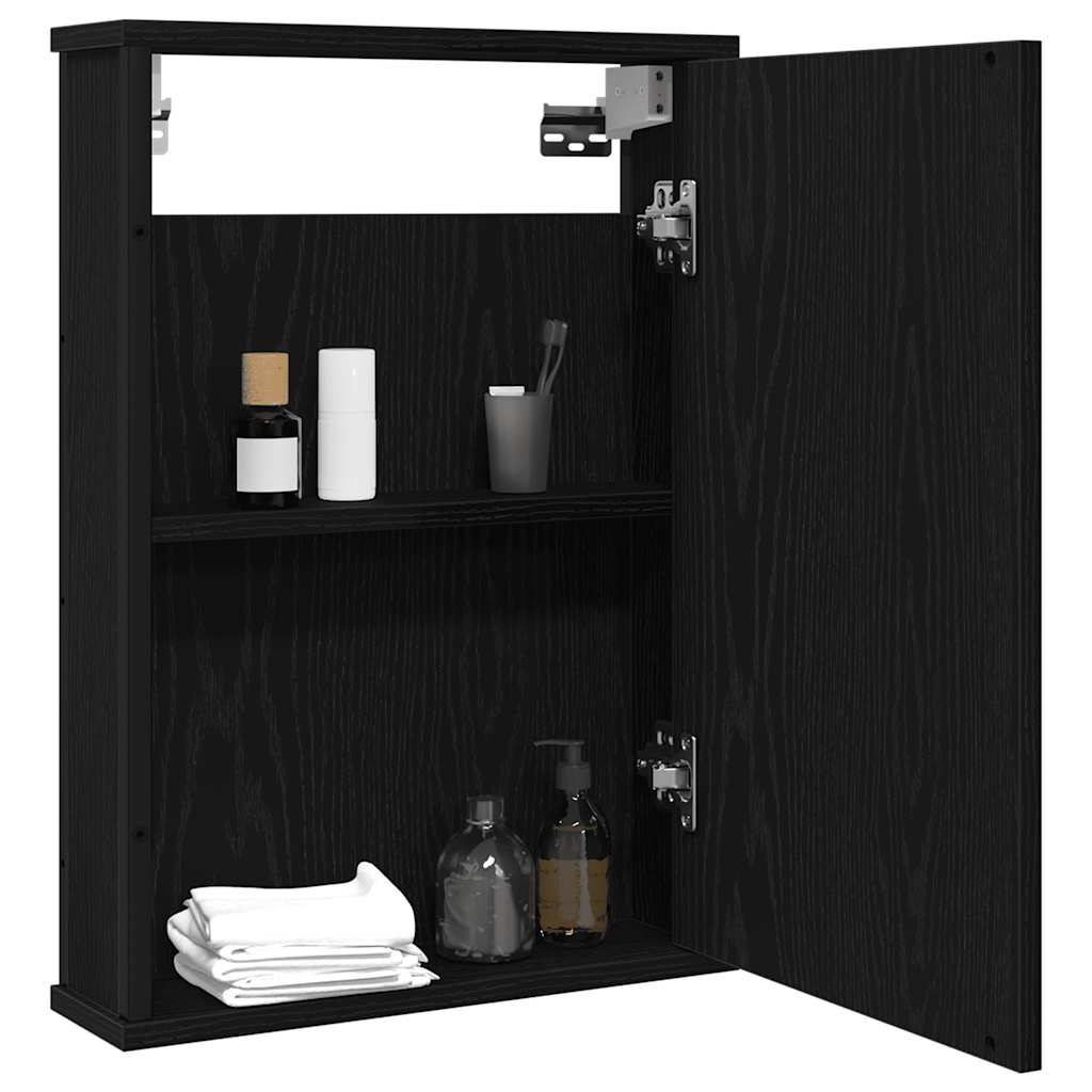 Mobile da Bagno con Specchio Rovere Nero 42x12x60 cm Truciolato | homemem39