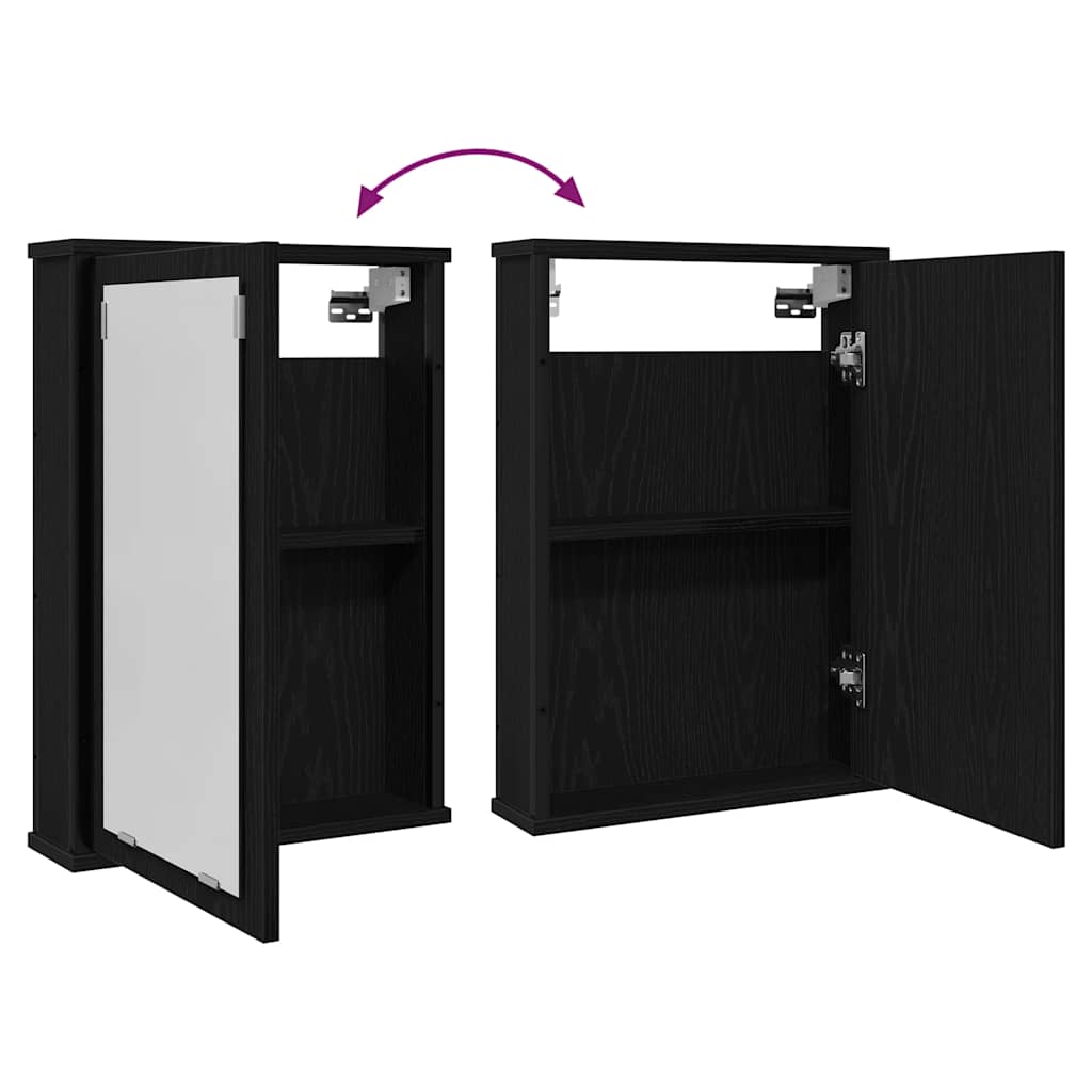 Mobile da Bagno con Specchio Rovere Nero 42x12x60 cm Truciolato | homemem39