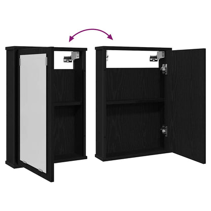 Mobile da Bagno con Specchio Rovere Nero 42x12x60 cm Truciolato | homemem39
