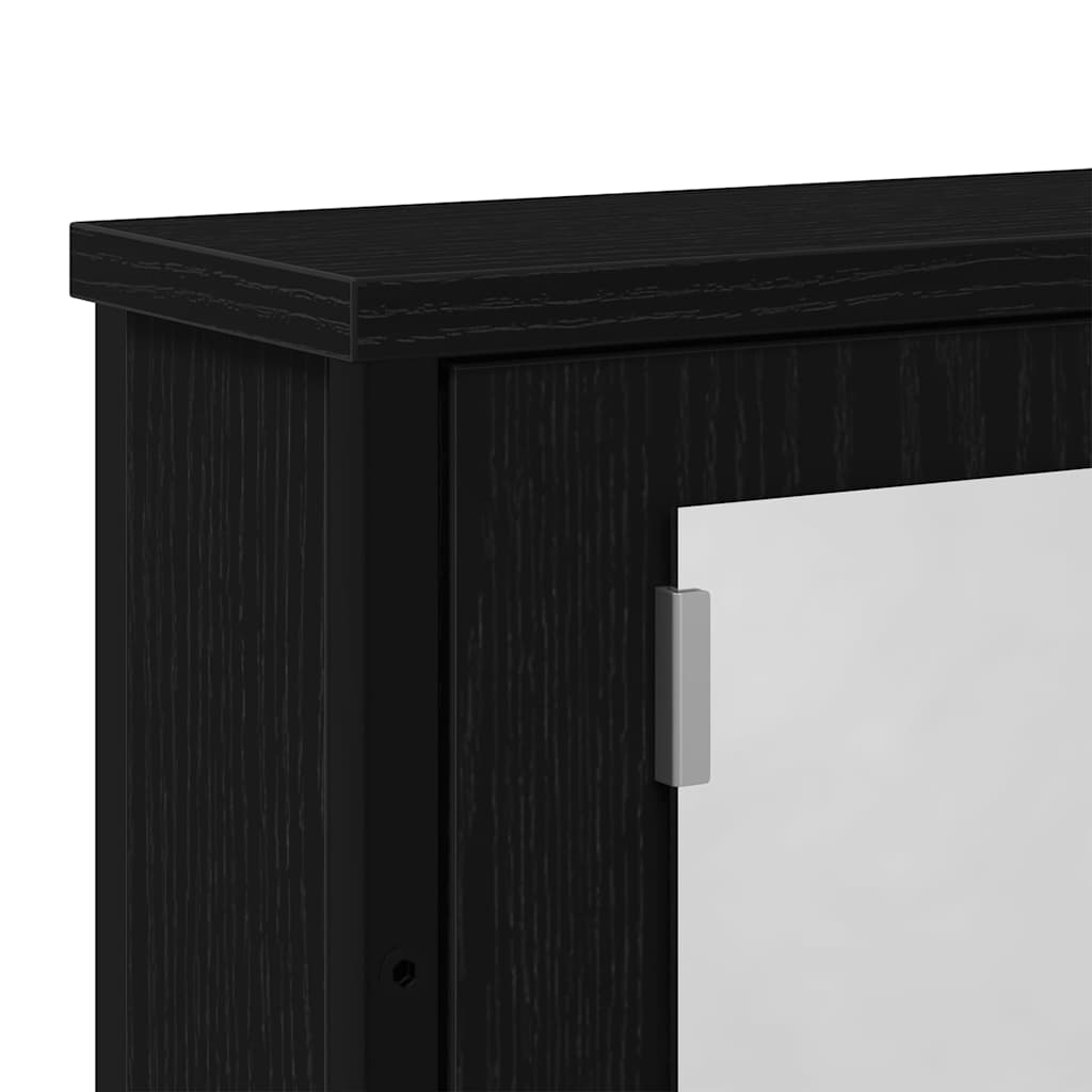Mobile da Bagno con Specchio Rovere Nero 42x12x60 cm Truciolato | homemem39