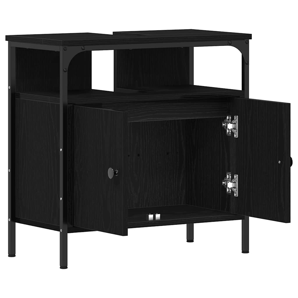 Mobile Lavabo Bagno Rovere Nero 60x30x60cm Legno Multistrato | homemem39