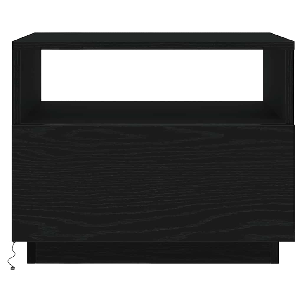 Tavolino da Soggiorno con Luci LED Rovere Nero 50x49x40 cm