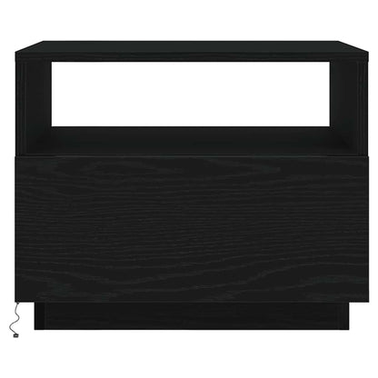 Tavolino da Soggiorno con Luci LED Rovere Nero 50x49x40 cm