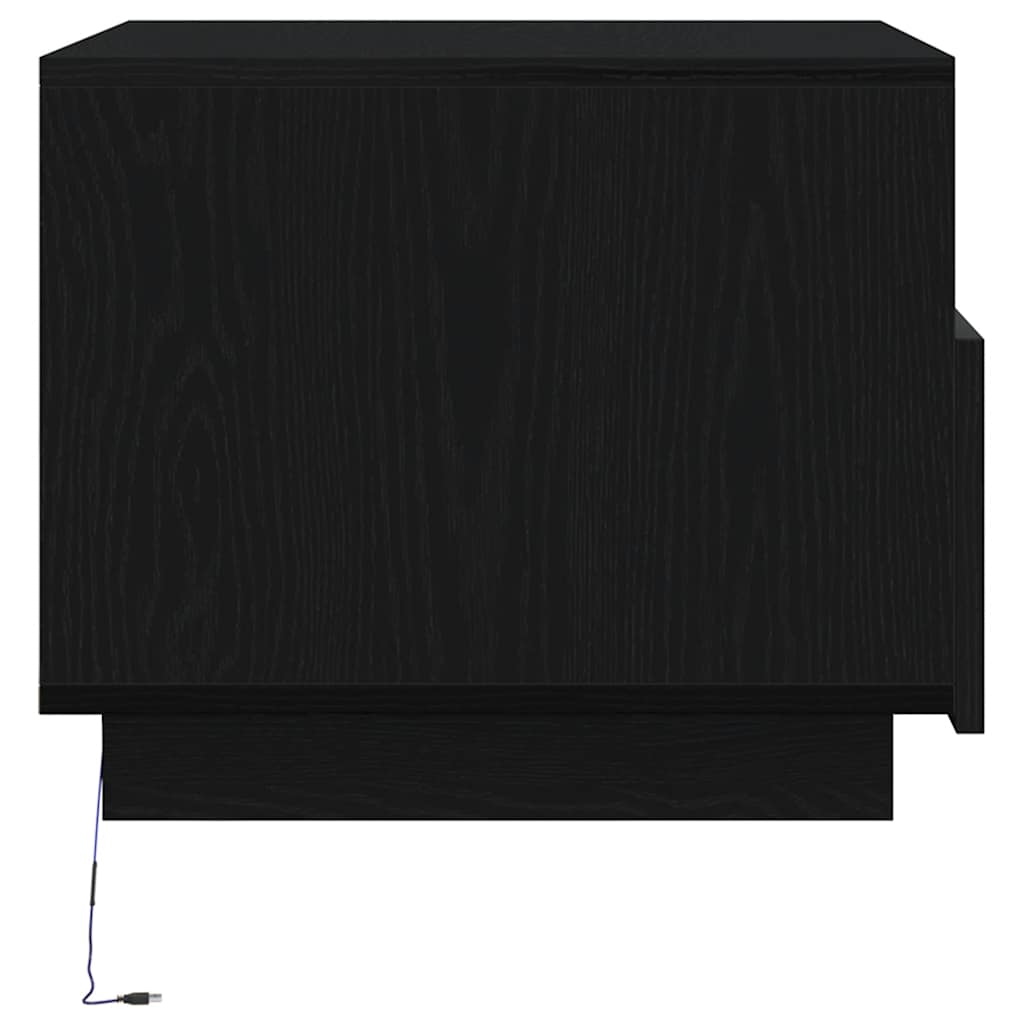 Tavolino da Soggiorno con Luci LED Rovere Nero 50x49x40 cm
