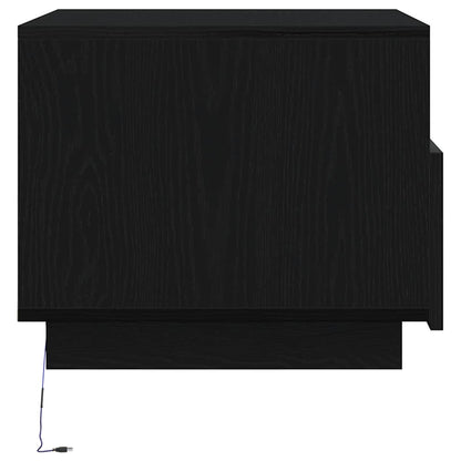 Tavolino da Soggiorno con Luci LED Rovere Nero 50x49x40 cm