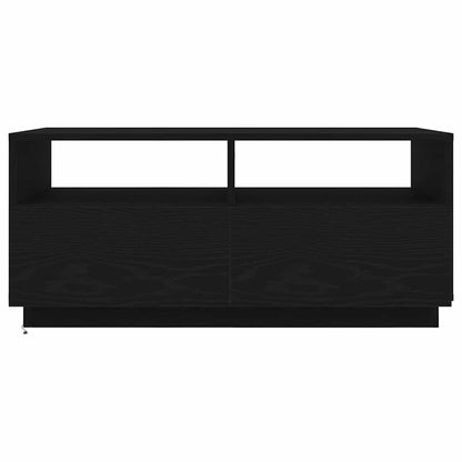 Tavolino da Soggiorno con Luci LED Rovere Nero 90x49x40 cm