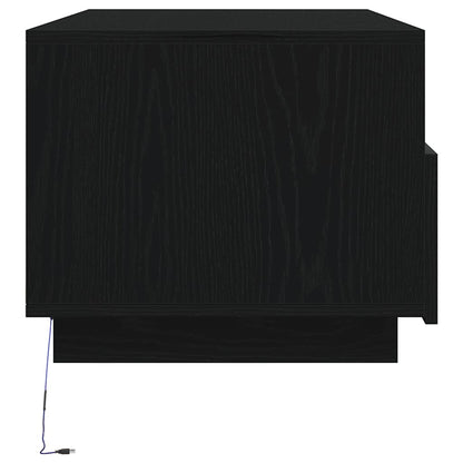 Tavolino da Soggiorno con Luci LED Rovere Nero 90x49x40 cm | homemem39