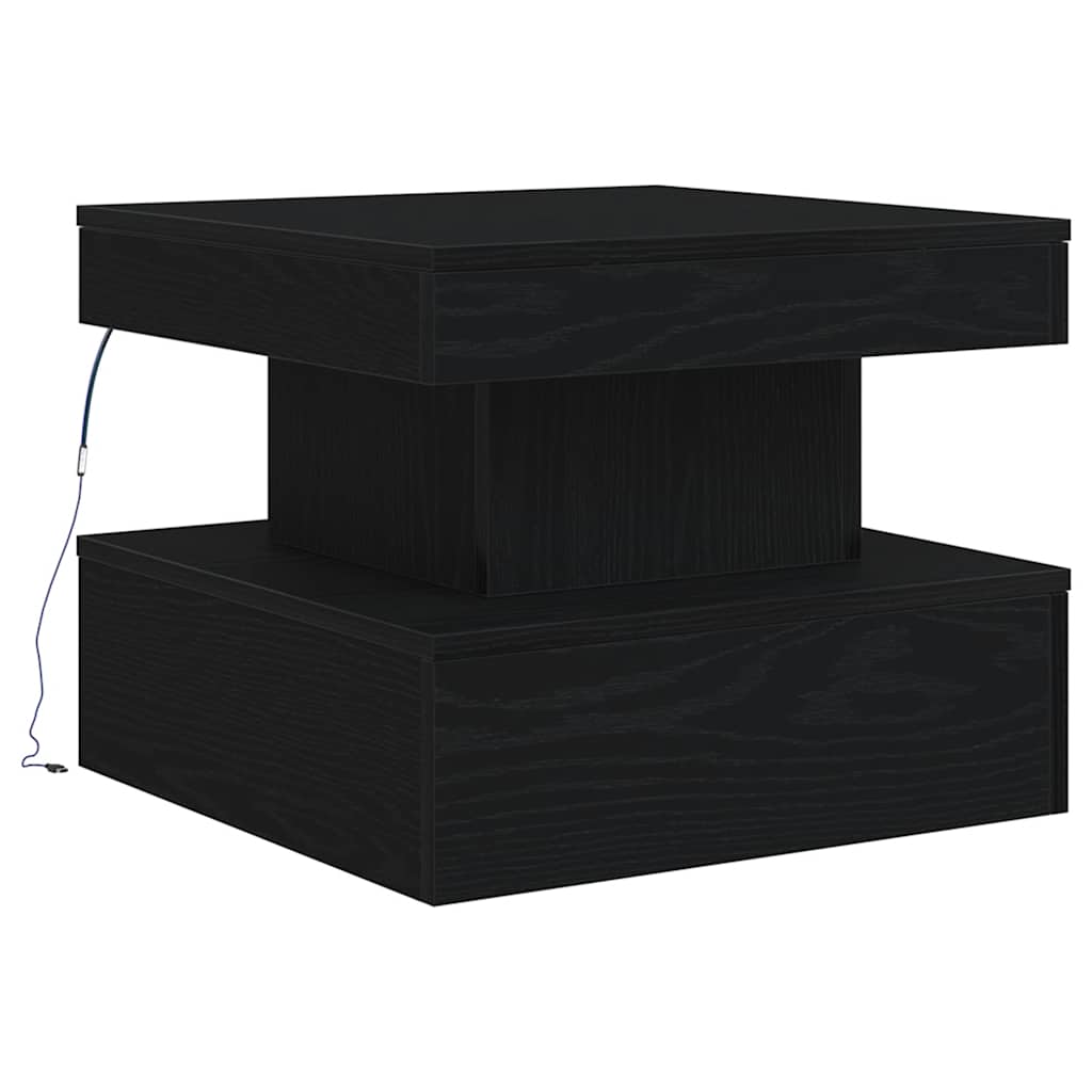 Tavolino da Salotto con Luci LED Rovere Nero 50x50x40 cm | homemem39