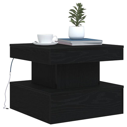 Tavolino da Salotto con Luci LED Rovere Nero 50x50x40 cm | homemem39