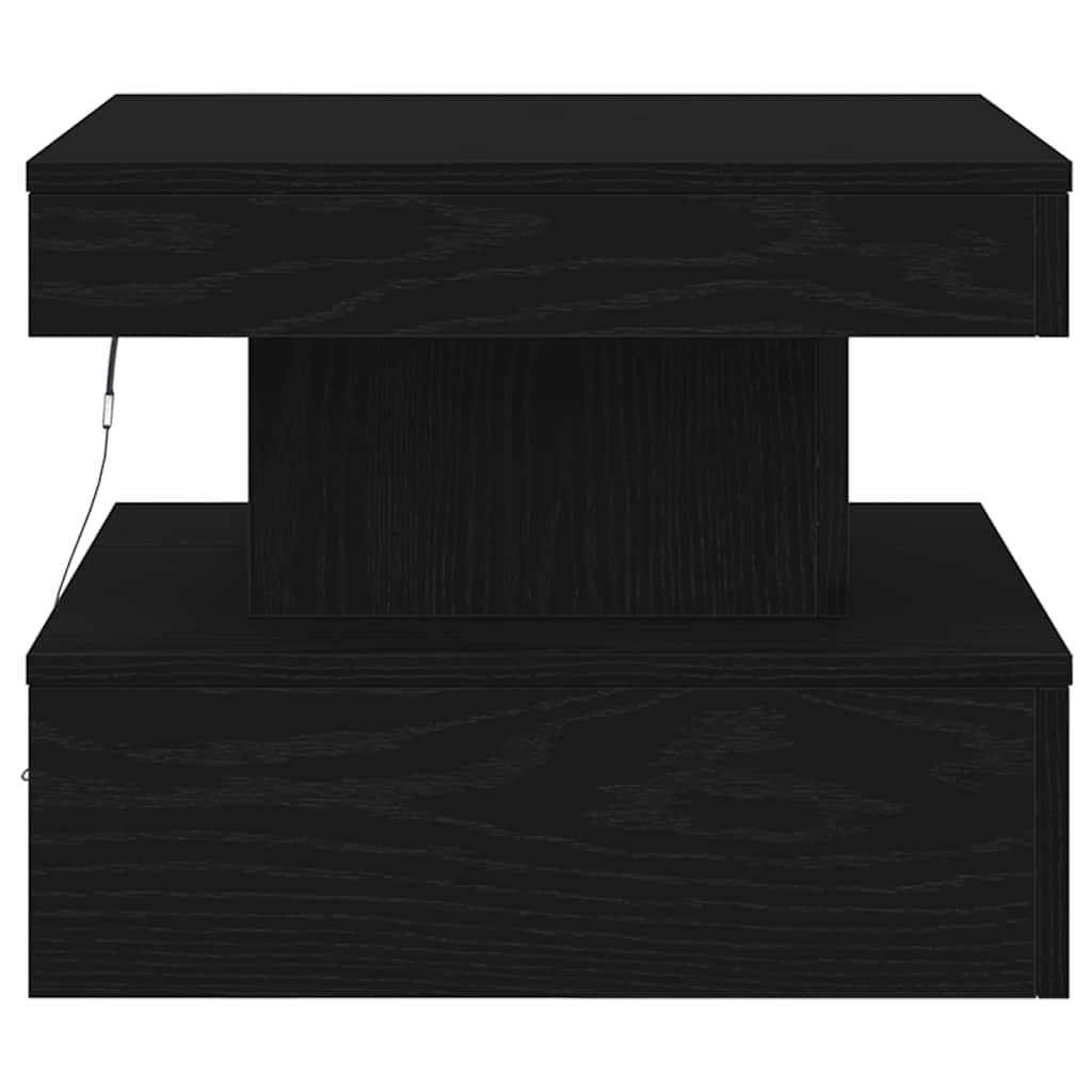 Tavolino da Salotto con Luci LED Rovere Nero 50x50x40 cm | homemem39